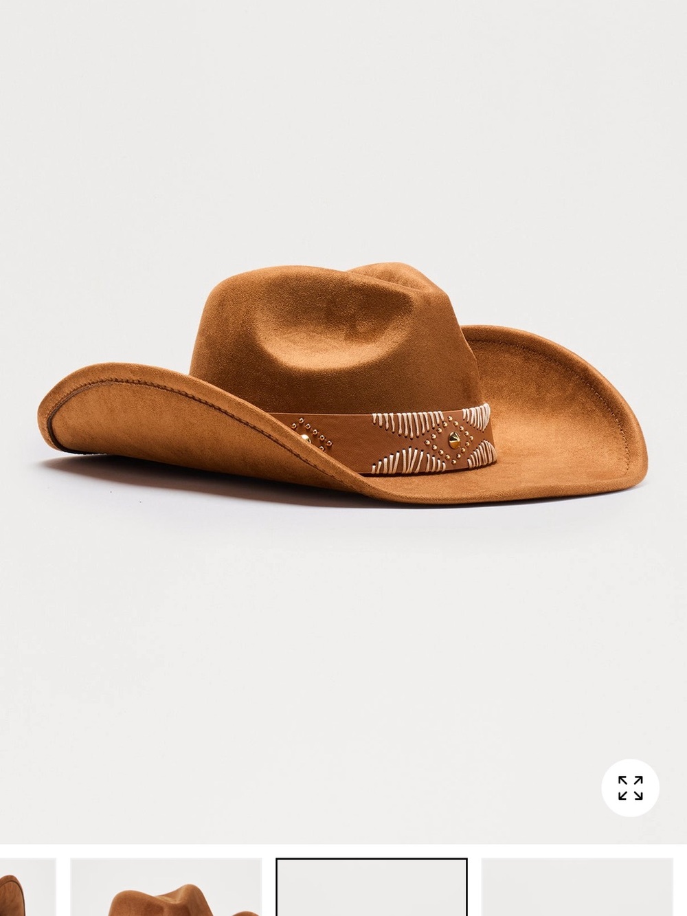 Women’s Tan Suede Western Cowboy Hat with Decorative Band